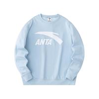 安踏奥特莱斯休闲加绒针织卫衣男女同款冬季黑色打底衫美拉德穿搭上衣 浅明蓝-8 3XL