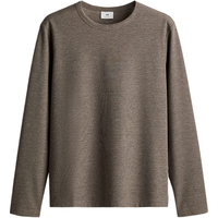 H&M男装女装2024秋季标准版型长袖华夫格上衣1240961 混米灰色 175/100 M