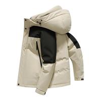 雪中飞2024冬男士短款连帽羽绒服拼色时尚潮流保暖户外活力