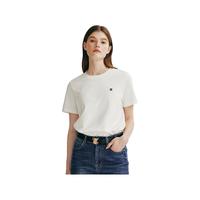 ELAND衣恋短袖T恤女纯棉基础款合体休闲打底上衣2024夏季 象牙白/白色(39)Ivory-A款 S