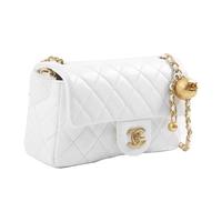 香奈儿（Chanel）CHANEL香奈儿女包 香奈儿小金球mini CF链条包翻盖斜挎包AS1787 B02916 10601白色