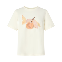 玖姿·安娜蔻甜蜜盛夏简约休闲樱桃刺绣宽松短袖T恤女2024夏季 香草米白 M