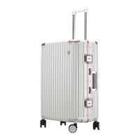 CaptainTony行李箱女pc铝框拉杆箱男商务小型旅行登机箱万向轮密码箱 冰川蓝卡扣 20英寸 -国际标准登机箱 20寸-国际标准登机箱
