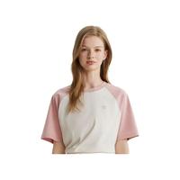 ELAND衣恋T恤女透气撞色圆领短袖宽松2024夏季 粉色(25)Pink L/170