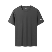 回力短袖t恤男冰丝速干夏季透气运动体恤圆领上衣休闲打底衫 灰色 2XL （145-160斤）