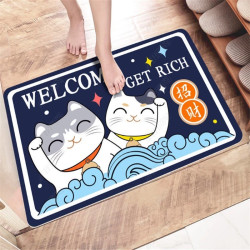 PAIDAI 派代 招财猫入户门垫 40cm*60cm 蓝色 防滑耐磨