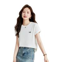 雪中飞 SNOWFLYING夏季宽松基础款纯棉女式t恤户外休闲百搭减龄显瘦简约短袖t裇女