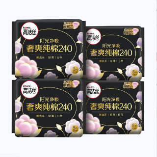 kotex 高洁丝 日用臻选天然阳光奢爽纯棉卫生巾 240mm*8片*4包