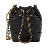 CHARLES & KEITH CHARLESu0026KEITH23秋季新品菱格链条水桶包单肩包腋下包女CK2-10781983 Black黑色 M