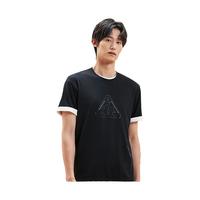 XTEP 特步 运动短袖T恤23印花潮流半袖针织宽松透气上衣977329010183 正黑色 L