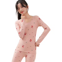 【95%加厚棉】蓄热打底印花圆领秋衣秋裤套装女士保暖内衣秋冬
