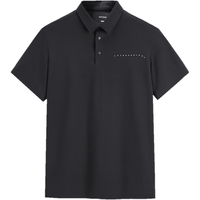 太平鸟男装 休闲polo衫夏季撞色短袖男印花polo衫 黑色（合体） XL