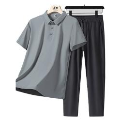 罗蒙 冰丝无痕 男士Polo衫  浅灰 黑色 XL