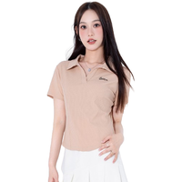 【冰丝凉感】真维斯集团polo领短袖t恤女短款设计感针织衫