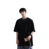 MMOPTOP纯色重磅短袖T恤男夏季简约纯棉宽松休闲打底衫女T001 2黑色XL XL(130-150斤)