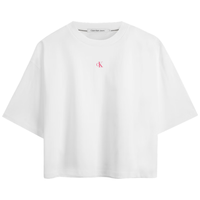 Calvin KleinJeans夏季女士潮流休闲简约ck印花字母舒适纯棉圆领短袖T恤上衣 YAF-月光白 S （推荐95-110斤）