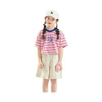 茵曼（INMAN）宽松休闲牛仔短裤2025夏季舒适柔软百搭中大女童裤子 杏色-F3832173 140