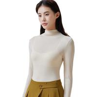 猫人德绒莫代尔无尺码半高领轻暖肌底衣女士保暖内衣打底衫女燕麦奶