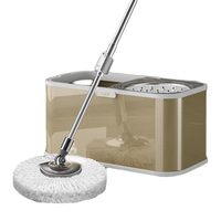 太太乐拖把不锈钢旋转拖把桶免手洗甩干脱水双驱动好神拖墩布桶吸水拖布免手洗懒人拖把 香槟金不锈钢桶【加强杆+5个头】