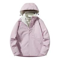 JEEP SPIRIT吉普冲锋衣三合一防风防水男女登山服夹克保暖外套 女款/木槿紫 2XL