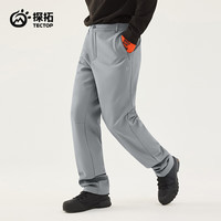 探拓（TECTOP）软壳裤秋冬男式户外旅行防风弹力保暖徒步长裤 男款炊烟灰【加厚】 XL