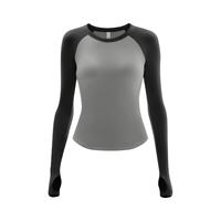 蕉内中热皮502++女士肌底衣插肩袖打底衫时尚百搭保暖内衣可外穿秋衣 中麻灰拼黑色 S