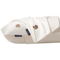 TEENIE WEENIE小熊a类100支长绒棉贡缎枕头套48x74cm一对家用刺绣枕芯套 【A类长绒棉100S超柔枕套】白