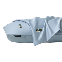 TEENIE WEENIE小熊a类100支长绒棉贡缎枕头套48x74cm一对家用刺绣枕芯套 【A类长绒棉100S超柔枕套】蓝