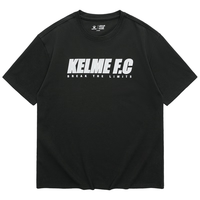 卡尔美（KELME）短袖T恤男2023夏季新款运动休闲时尚印花纯棉宽松纯色情侣款短t女 玛瑙黑 2XL