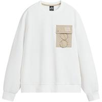XTEP 特步 卫衣2024春季运动服针织上衣宽松圆领长袖打底衫运动套头衫 本白 XS