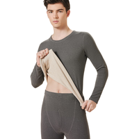 南极人含羊毛蚕丝男士保暖内衣男加绒加厚秋衣秋裤男式冬季套装深灰XL 暖绒套装-深灰