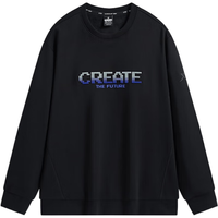 XTEP特步运动休闲卫衣男女同款秋季户外休闲百搭圆领套头衫运动服 正黑色-男0309 M