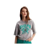 ELAND衣恋基础款印花短袖t恤女夏季学院风圆领上衣 中灰色(18)M/Grey S/160