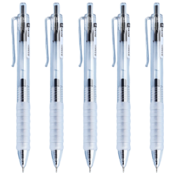 真彩 作业刷题ST按动中性笔考试碳素笔速干ins简约黑笔云握舒适顺滑水笔5支02