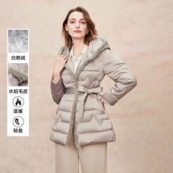 Infinity FINITY 商场同款冬季休闲纯色防风保暖鹅绒填充高品质亲肤女式羽绒服外套