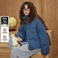 COOLHUT 立领复古格纹90绒面包服短款保暖2025冬季女式羽绒服