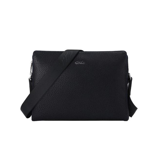 SATCHI 沙驰 男式单肩包头层牛皮休闲斜挎包青年波士顿包