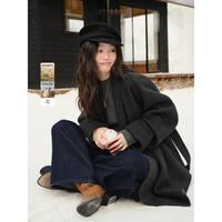 KUOSE 卡其色羊毛双面毛呢外套女25秋冬季气质收腰短款呢子大衣