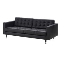 宜家（IKEA） 兰德克纳三人客厅头层牛皮真皮沙发皮艺家具 三人黑色沙发/金属支腿