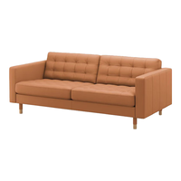 宜家（IKEA） 兰德克纳三人客厅头层牛皮真皮沙发皮艺家具 三人金棕色沙发/橡木支腿