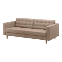 宜家（IKEA） 兰德克纳三人客厅头层牛皮真皮沙发皮艺家具 三人深米色沙发/橡木支腿