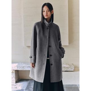 太平鸟 【时尚翻领大衣】冬大师甄绒山羊绒翻领双面呢大衣灰色外套