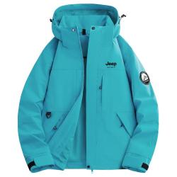 JEEP SPIRIT 吉普蓝色冲锋衣女款2025户外三合一防风防水登山服超好看外套 湖水兰 S
