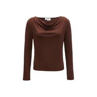 VEROMODA【时髦长袖T系列】T恤女2024秋季女装简约长袖上衣旷野美拉德 荡领T恤-可可色 180/96A/XXL