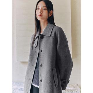 太平鸟 【时尚翻领大衣】冬大师甄绒山羊绒翻领双面呢大衣灰色外套