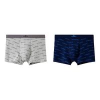 七匹狼男士内裤男纯棉抗菌平角裤青年男生四角短裤头透气大码裤衩 藏青+浅花灰【纯棉亲肤 抗菌透气】 3XL