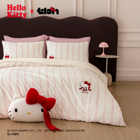 野兽派家居(tbh)四件套Hello Kitty双感暖绒床上用品加厚保暖套件冬 Hello Kitty双感暖绒床品 奶白条纹 1.5m床 床笠款 (被套200*230cm)