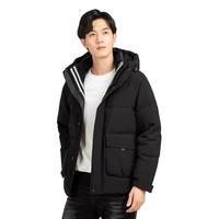 雪中飞 SNOWFLYING男式短款羽绒服时尚立领连帽插肩袖设计工装大口袋短款羽绒服