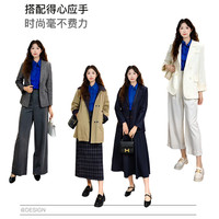 晚白克莱因蓝100%纯棉衬衫女2025秋款通勤气质中袖上衣 深蓝色 XL