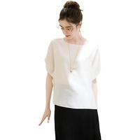 桑蚕丝~纸片人既视感极简显瘦2025夏季蝙蝠袖短袖T恤小衫女